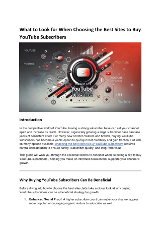 What to Look for When Choosing the Best Sites to Buy YouTube Followers