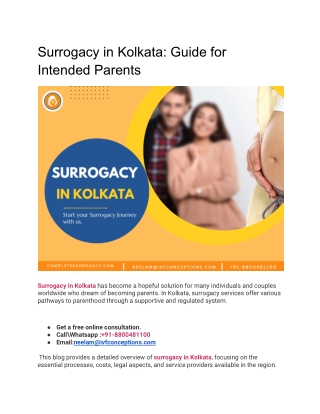 Surrogacy in Kolkata | Complete Surrogacy Agency