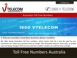Australian toll free numbers