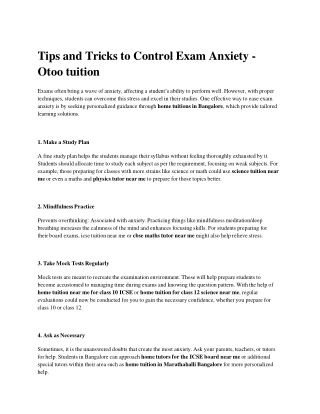 Tips and Tricks to Control Exam Anxiety