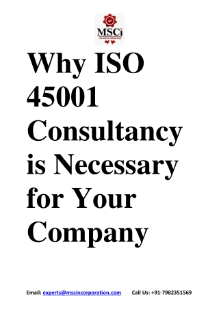 Why ISO 45001 Consultancy is Necessary for Your Company