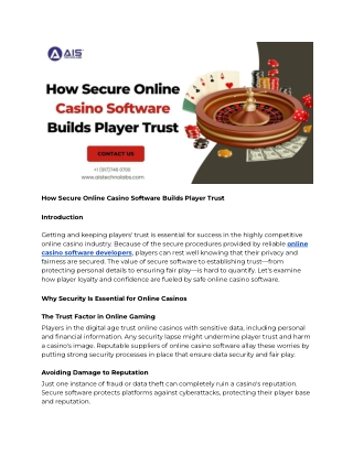 How Secure Online Casino Software Builds Player Trust