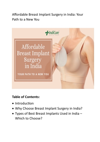 Affordable Breast Implant Surgery in India-Your Path to a New You