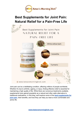 Best Supplements for Joint Pain: Natural Relief for a Pain-Free Life
