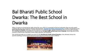 Bal Bharati Public School Dwarka