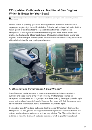 EPropulsion Outboards vs Traditional Gas Engines Which Is Better for Your Boat