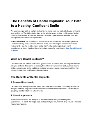 The Benefits of Dental Implants_ Your Path to a Healthy, Confident Smile