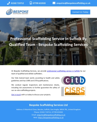 Professional Scaffolding Service In Suffolk By Qualified Team