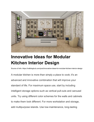 Innovative Ideas for Modular Kitchen Interior Design