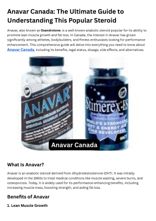 Anavar Canada The Ultimate Guide to Understanding This Popular Steroid