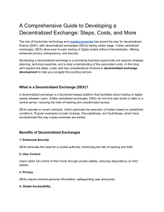 Decentralized Crypto Exchange Development