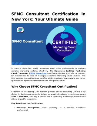 SFMC Consultant Certification in New York_ Your Ultimate Guide