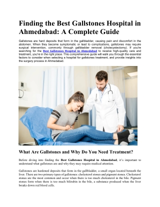 Finding the Best Gallstones Hospital in Ahmedabad