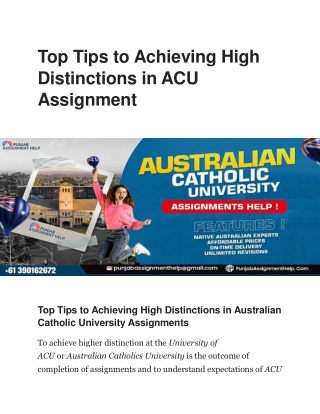 Top Tips to Achieving High Distinctions in ACU Assignment