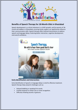 Benefits of Speech Therapy for 18-Month-Olds in Ghaziabad
