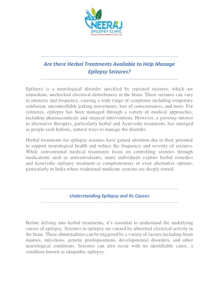 Are there Herbal Treatments Available to Help Manage Epilepsy Seizures