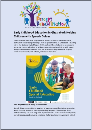 Early Childhood Education in Ghaziabad: Helping Children with Speech Delays