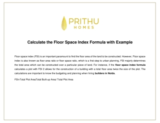 Calculate the Floor Space Index Formula with Example