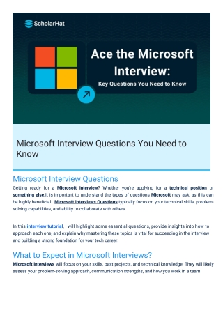 Microsoft Interview Questions By Scholarhat