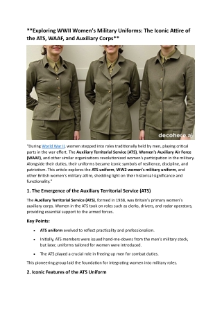 Exploring WWII Women’s Military Uniforms The Iconic Attire of the ATS, WAAF, and Auxiliary Corps