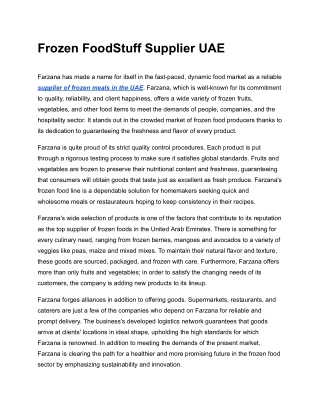 Frozen Food Stuff Supplier UAE