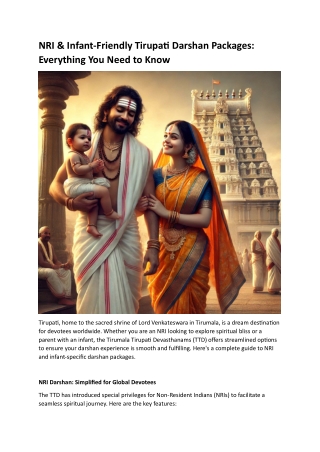 NRI & Infant-Friendly Tirupati Darshan Packages Everything You Need to Know
