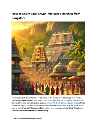 How to Easily Book Srivani VIP Break Darshan from Bangalore
