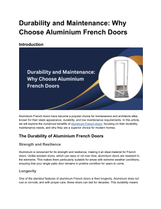 Durability and Maintenance_ Why Choose Aluminium French Doors