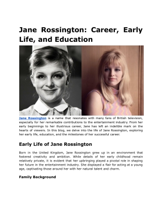 Jane Rossington: A Brief Overview