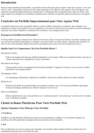 “Construire un Portfolio Impressionnant pour Votre Agence Web”