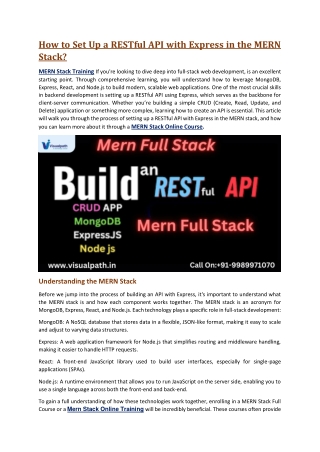 Mern Stack Online Training |  Best Mern Stack Course