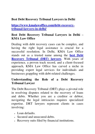 Best Debt Recovery Tribunal Lawyers in Delhi