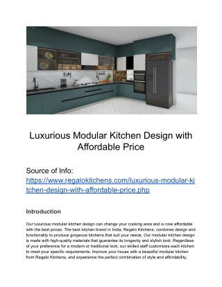 Luxurious Modular Kitchen Design with Affordable Price