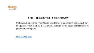 Sink Tap Malaysia  Felice.com.my