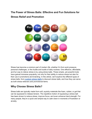 The Power of Stress Balls_ Effective and Fun Solutions for Stress Relief and Promotion