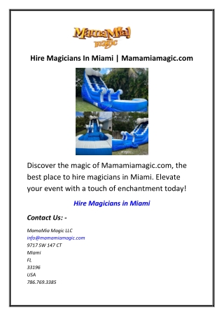 Hire Magicians In Miami