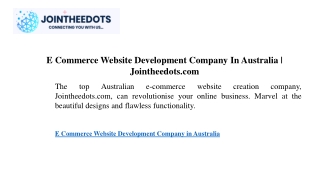 E Commerce Website Development Company In Australia  Jointheedots.com