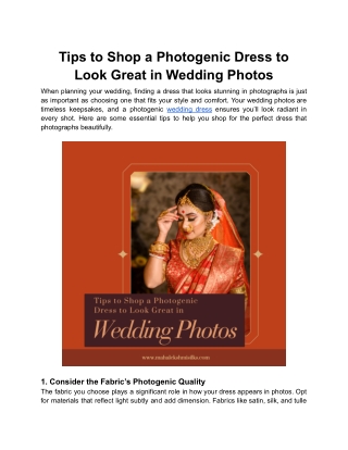 Tips to Shop a Photogenic Dress to Look Great in Wedding Photos