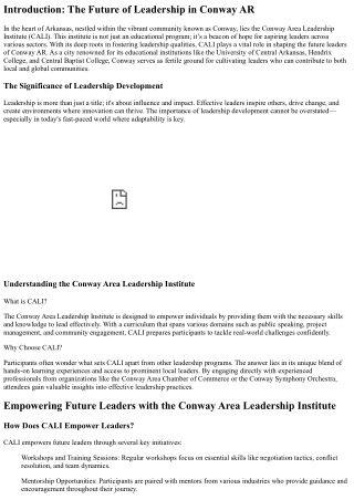 Empowering Future Leaders with the Conway Area Management Institute