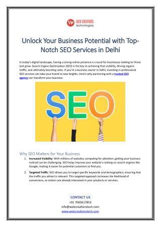 Unlock Your Business Potential with Top-Notch SEO Services in Delhi