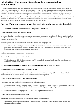 Les clés d'une bonne communication institutionnelle sur un site de mairie