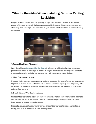 What to Consider When Installing Outdoor Parking Lot Lights