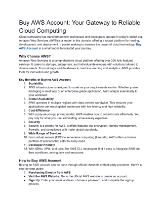 Buy AWS Account_ Your Gateway to Reliable Cloud Computing