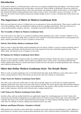 Shirts that Define Modern Gent Design