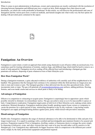Fumigation vs Other Pest Control Methods: What Works Best in Kamloops?