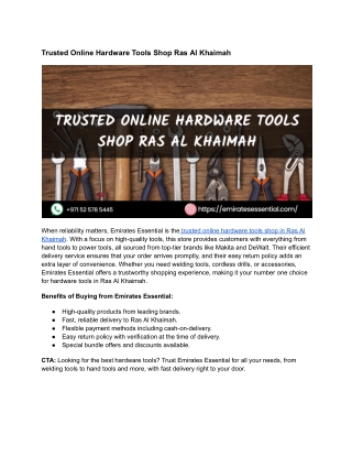 Trusted Online Hardware Tools Shop Ras Al Khaimah