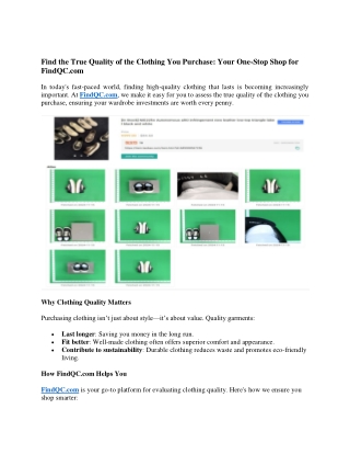 Find the True Quality of the Clothing You Purchase