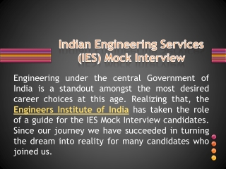 Indian Engineering services IES-ESE 2013 Mock Interview