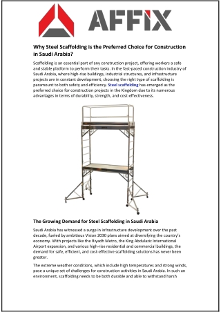 Why Steel Scaffolding is the Preferred Choice for Construction in Saudi Arabia?