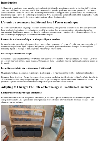 L’avenir du commerce traditionnel face à l’essor numérique